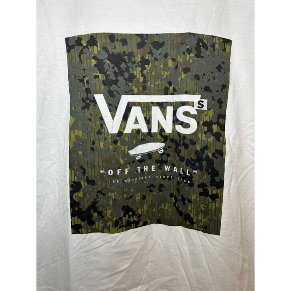 Men's Vans‎ Camo Check Box Short Sleeve Graphic White Tee Shirt SIZE SMALL - Picture 3 of 6